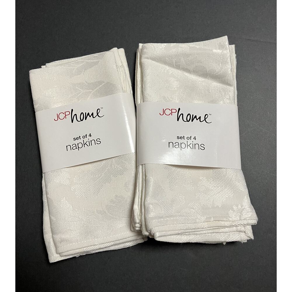 JCP Home JCPenney Dinner Napkins 17X17 Off White Lot of Two 4-Packs NWT